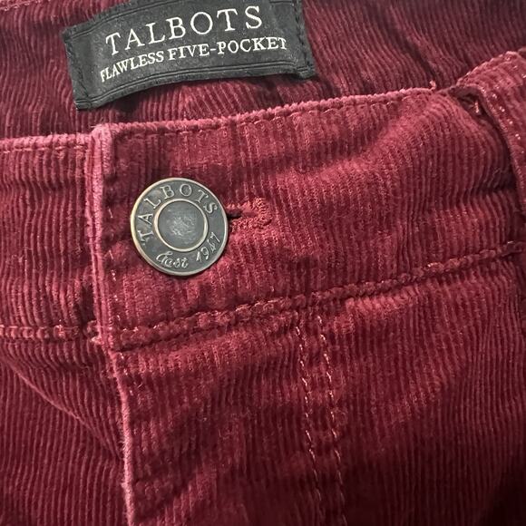 Talbots Flawless Five Pocket Corduroy Pants Size 10 Straight Curvy Burgundy - Picture 3 of 11